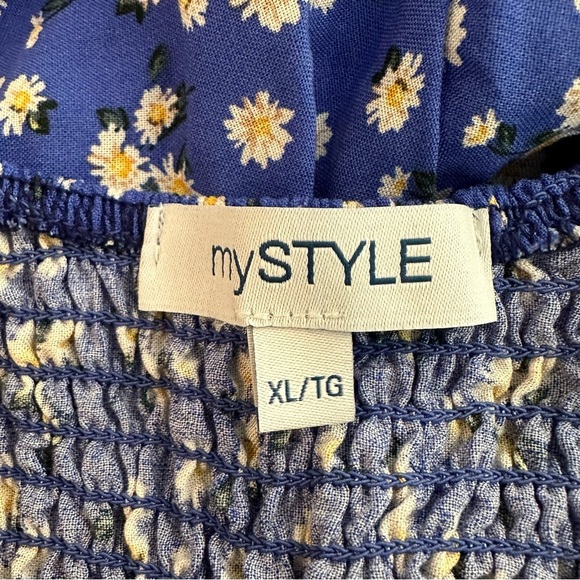 My Style blue floral jumper shorts SZ XL - Picture 6 of 7